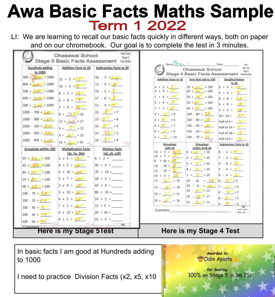 basic-facts-term-1-odin-ohaeawai-school